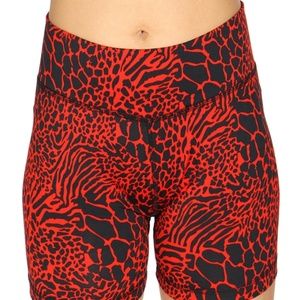 Spandex Gym Shorts - Red Leopard Print